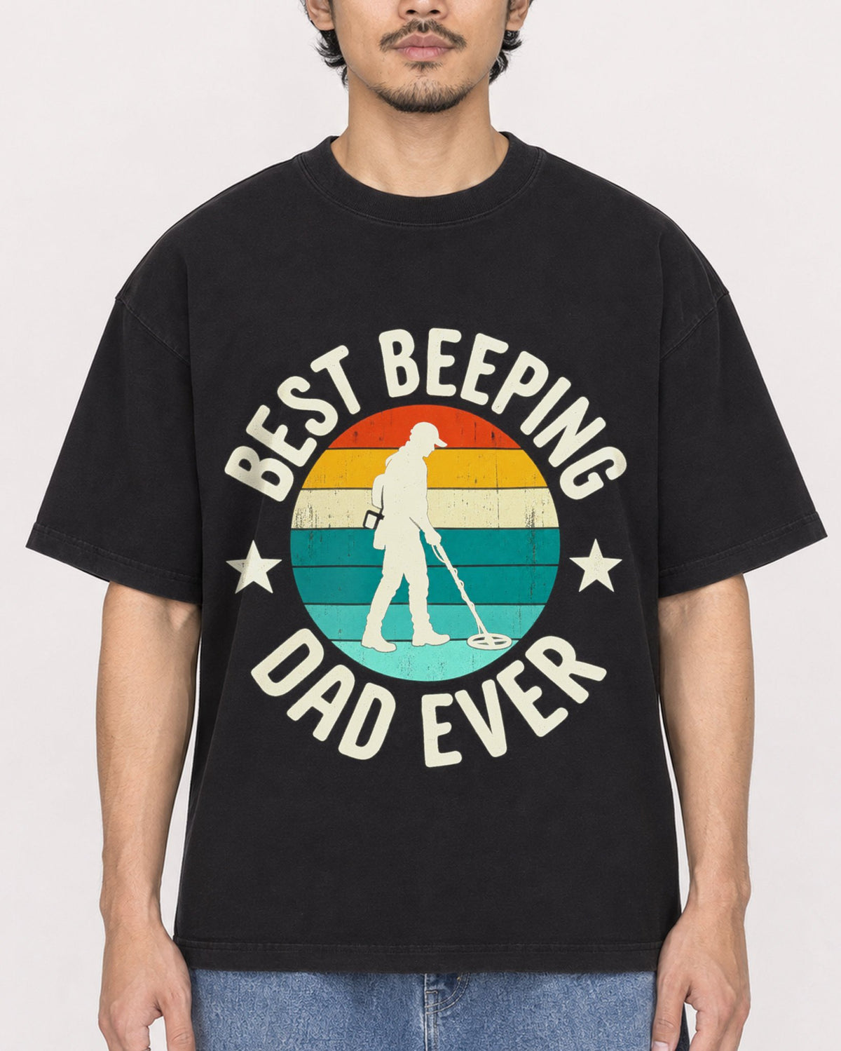 Mockup Boxy Heavyweight Tee Black male close-up 02
