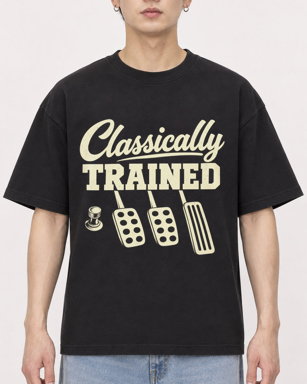 Mockup Boxy Heavyweight Tee Black male close-up 01