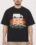 Mockup Boxy Heavyweight Tee Black male close-up 32