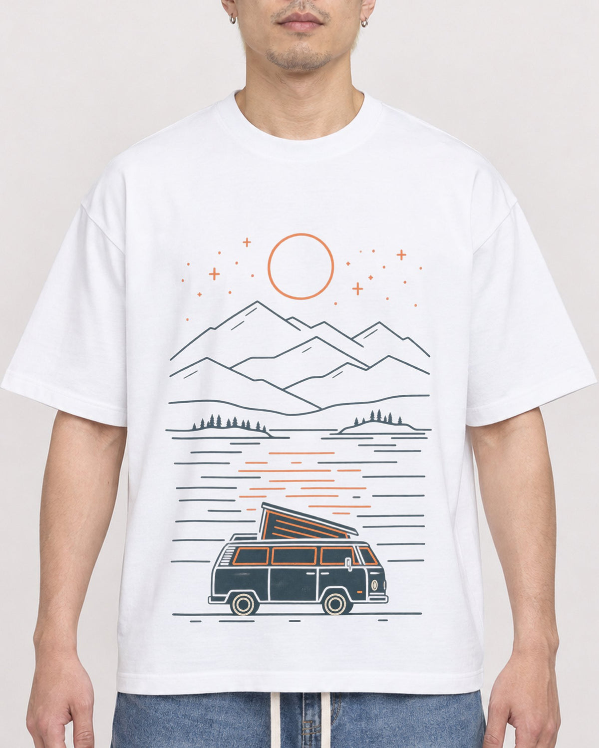 Mockup Boxy Heavyweight Tee White male close-up 33