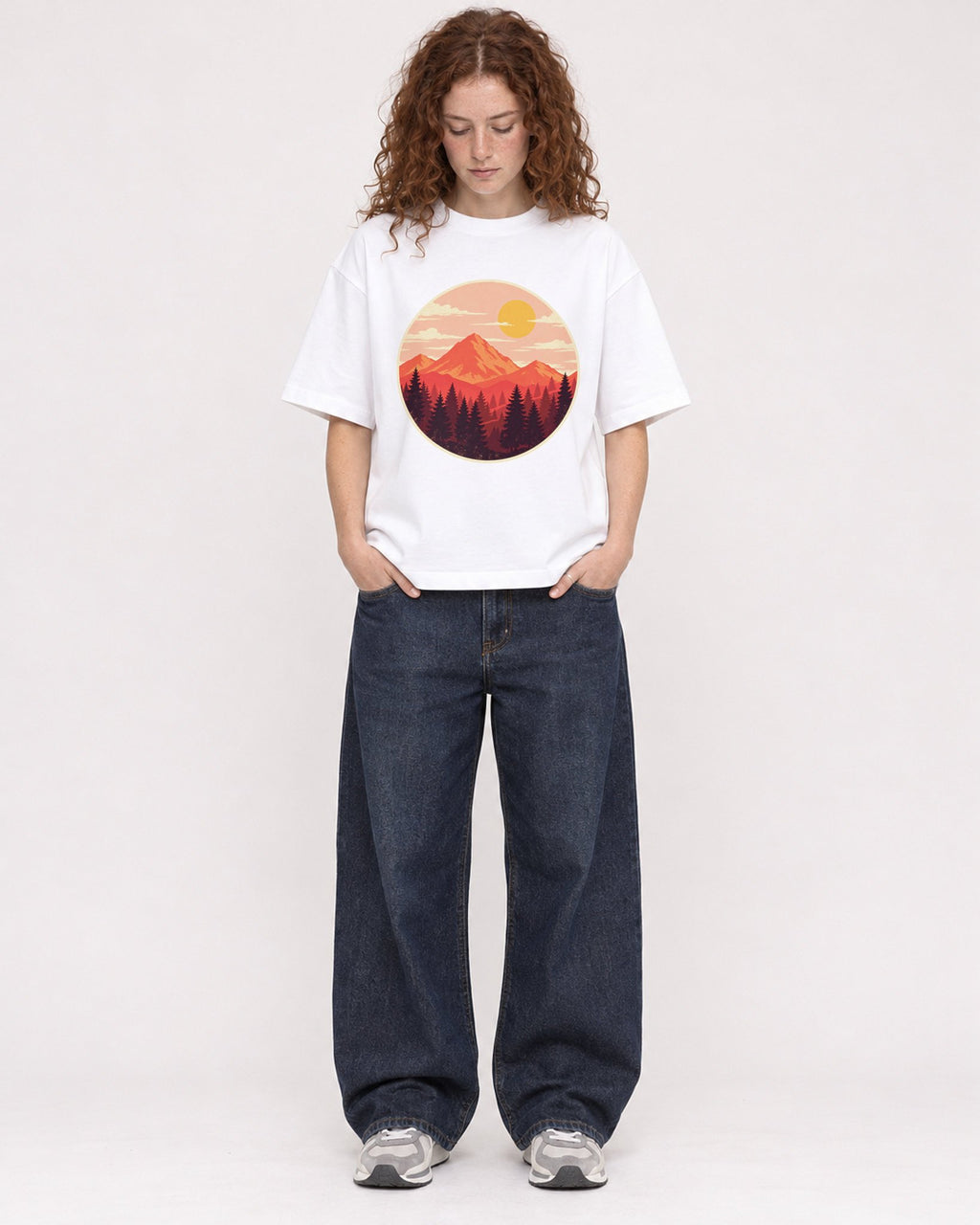 Mockup Boxy Heavyweight Tee White female full-body 09