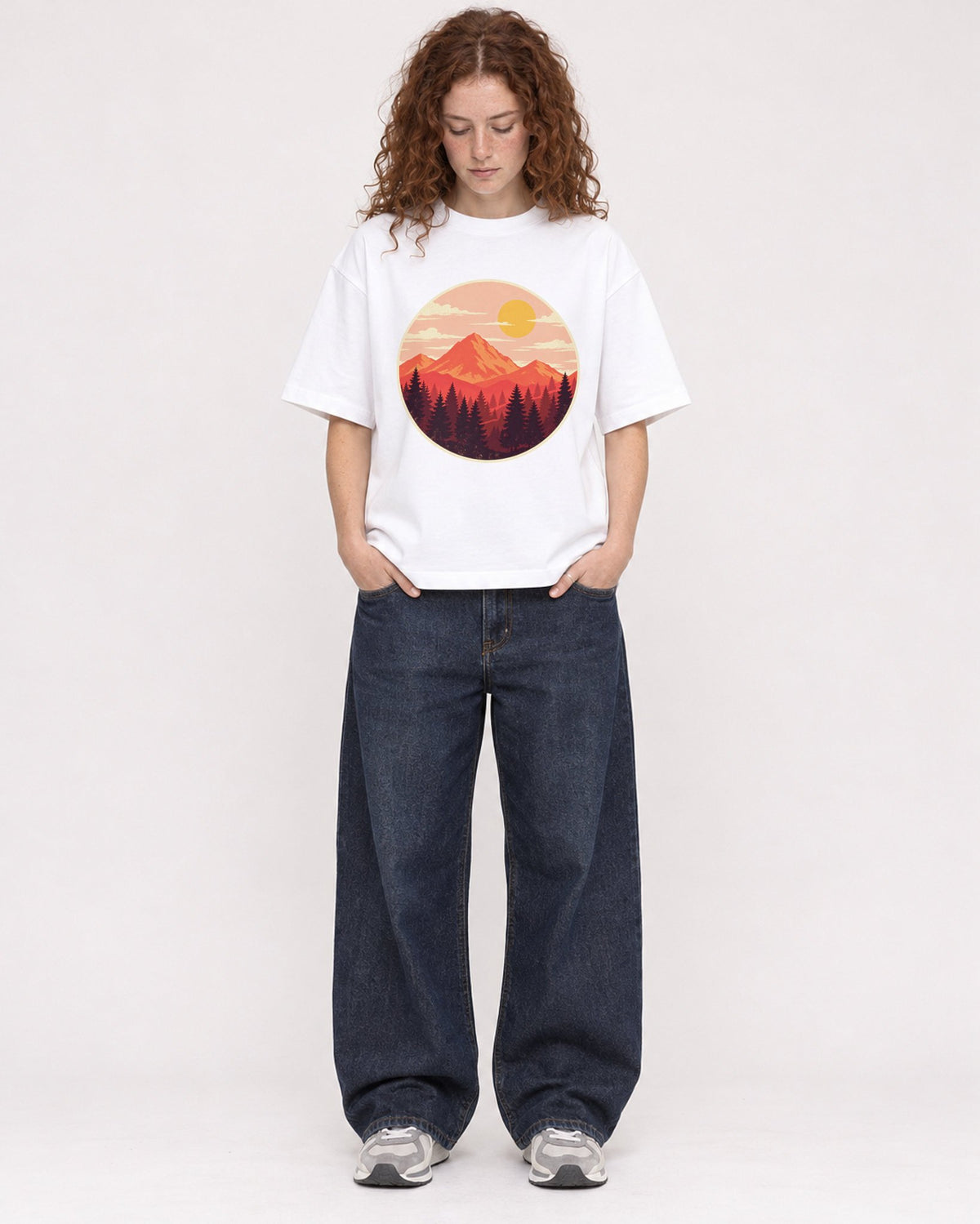 Mockup Boxy Heavyweight Tee White female full-body 09