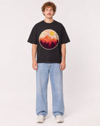 Mockup Boxy Heavyweight Tee Black male full-body 09