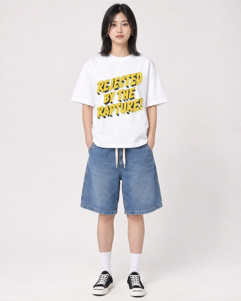 Mockup Boxy Heavyweight Tee White female full-body 31