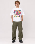 Mockup Boxy Heavyweight Tee White male full-body 09