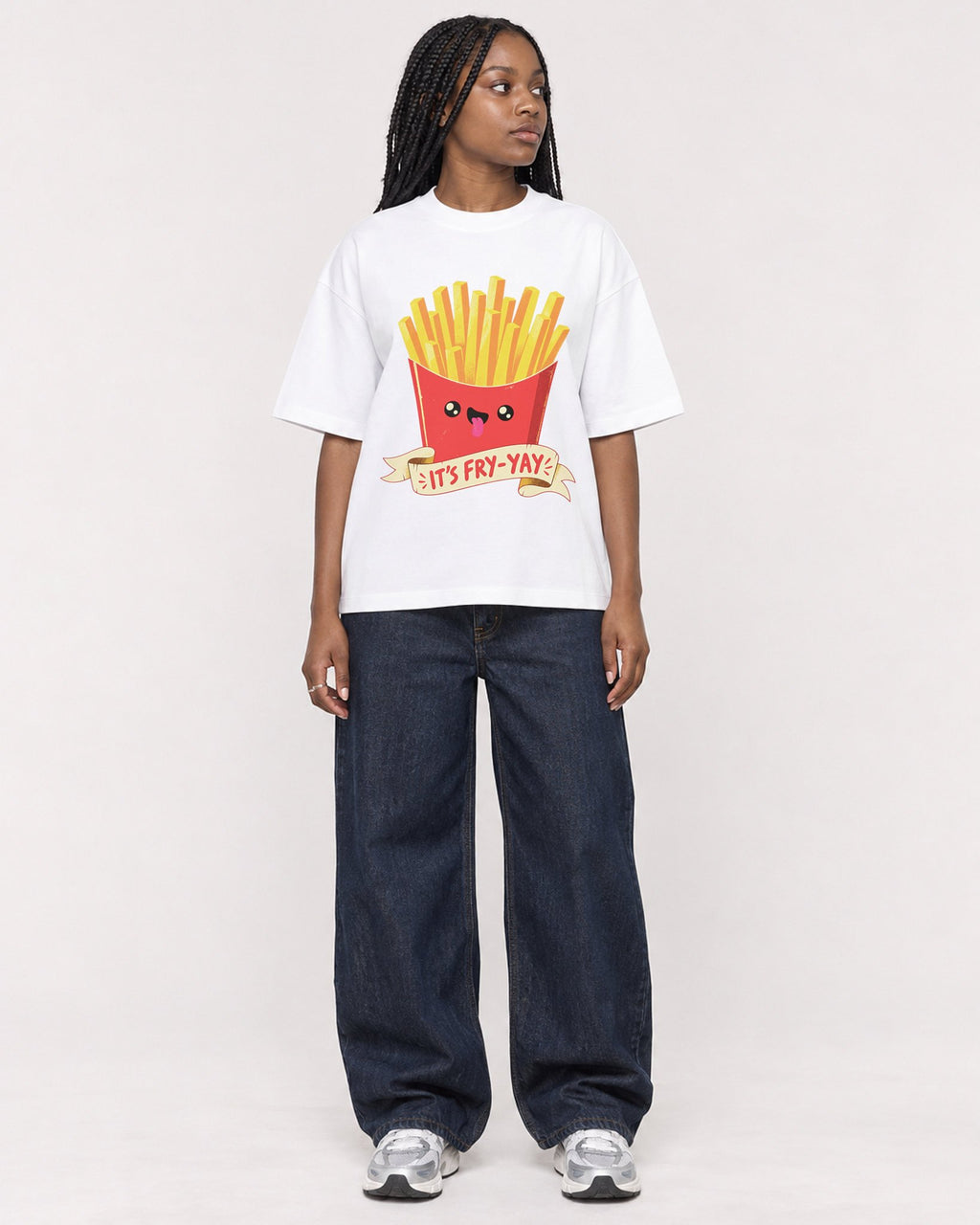 Mockup Boxy Heavyweight Tee White female full-body 04