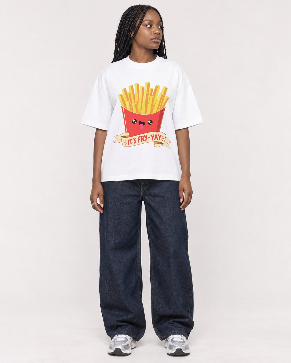 Mockup Boxy Heavyweight Tee White female full-body 04