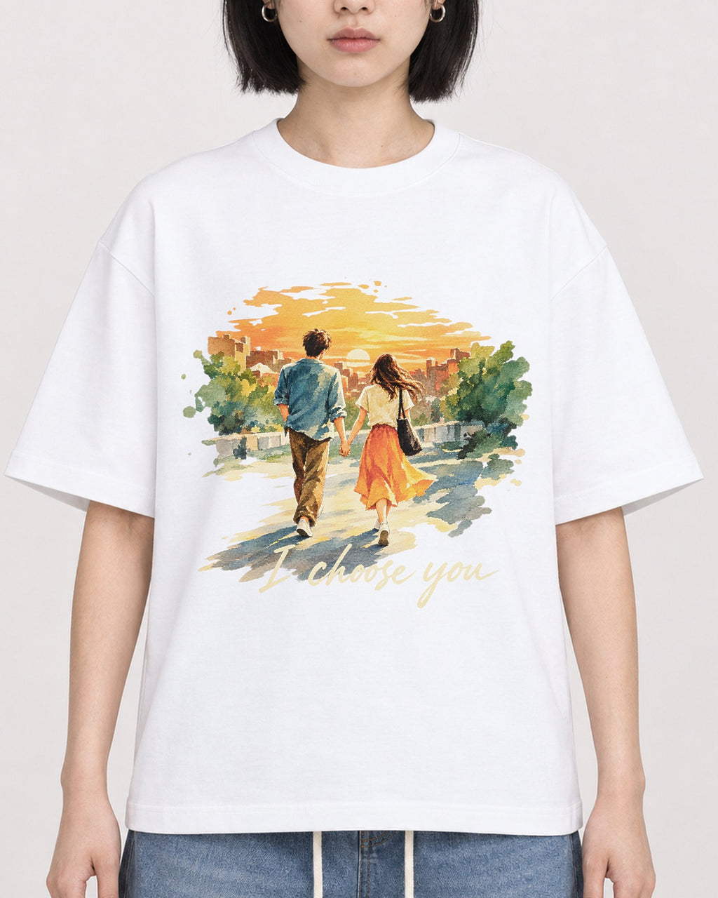 Mockup Boxy Heavyweight Tee White female close-up 11