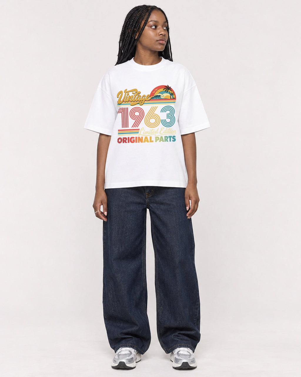 Mockup Boxy Heavyweight Tee White female full-body 04