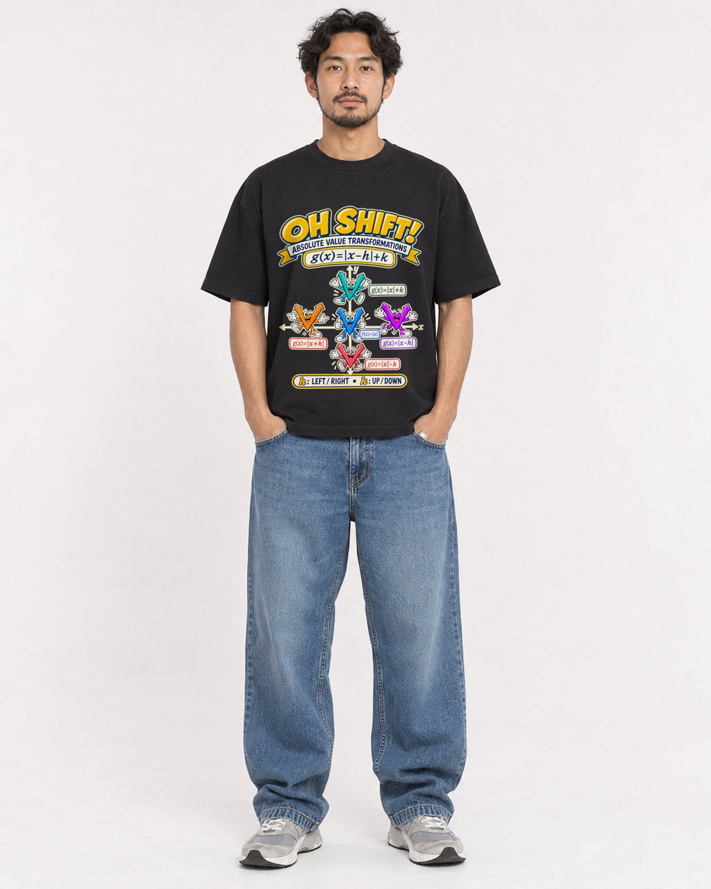 Mockup Boxy Heavyweight Tee Black male full-body 02