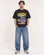 Mockup Boxy Heavyweight Tee Black male full-body 02