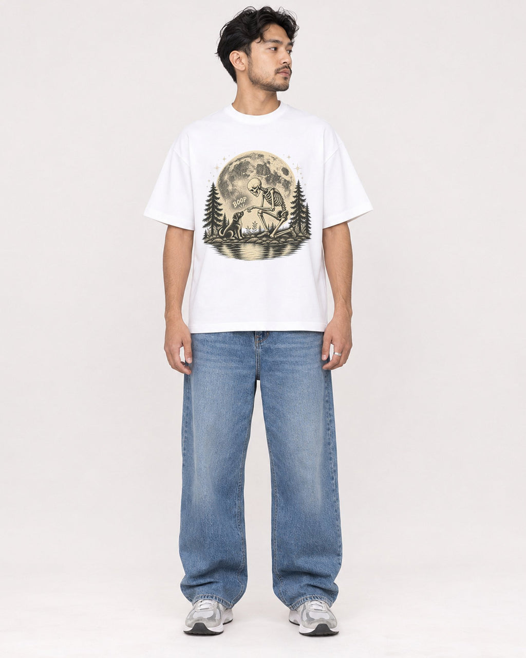 Mockup Boxy Heavyweight Tee White male full-body 02
