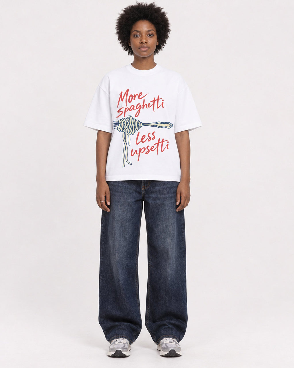 Mockup Boxy Heavyweight Tee White female full-body 14