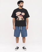 Mockup Boxy Heavyweight Tee Black male full-body 07