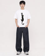 Mockup Boxy Heavyweight Tee White male full-body 01