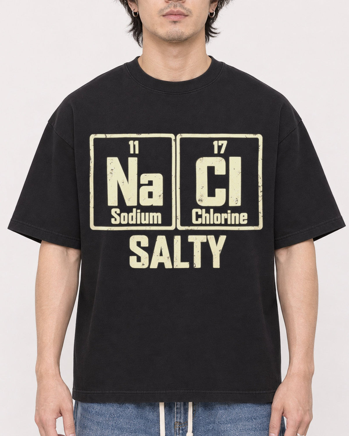 Mockup Boxy Heavyweight Tee Black male close-up 03