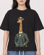 Mockup Boxy Heavyweight Tee Black female close-up 13