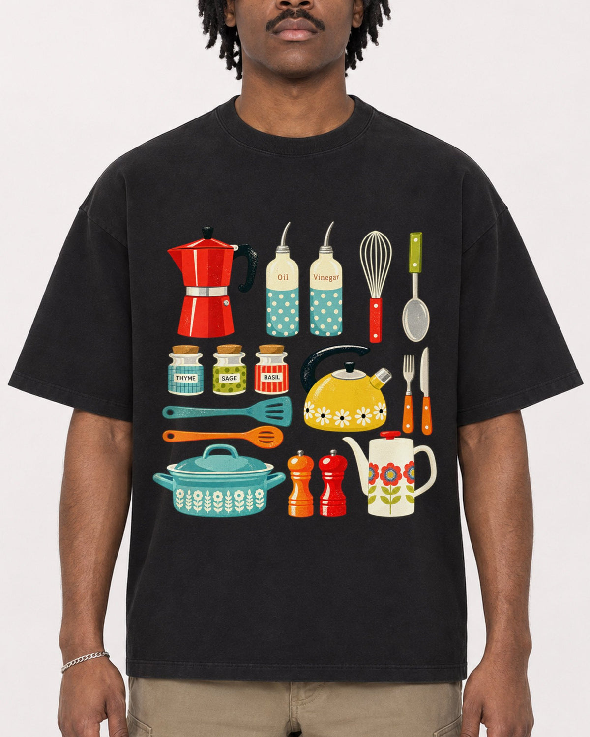 Mockup Boxy Heavyweight Tee Black male close-up 04