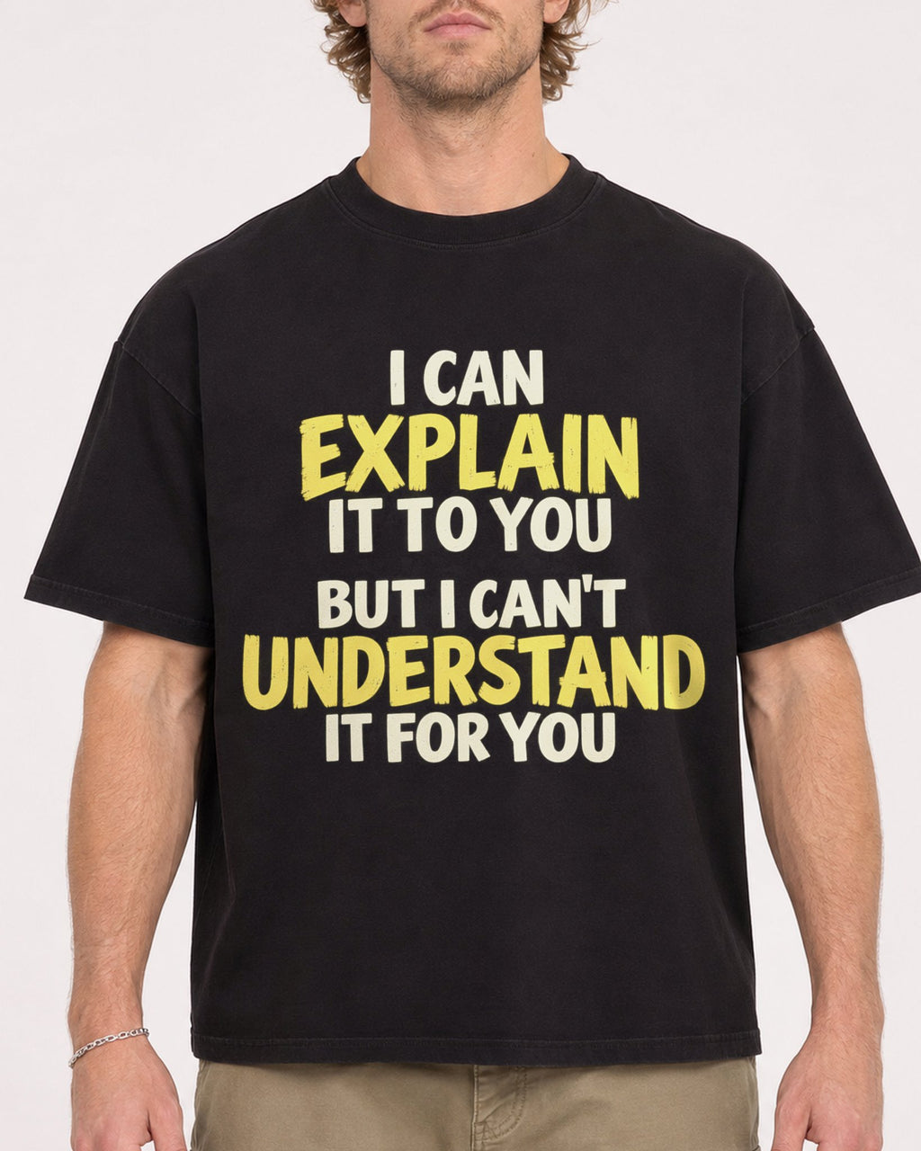 Mockup Boxy Heavyweight Tee Black male close-up 28