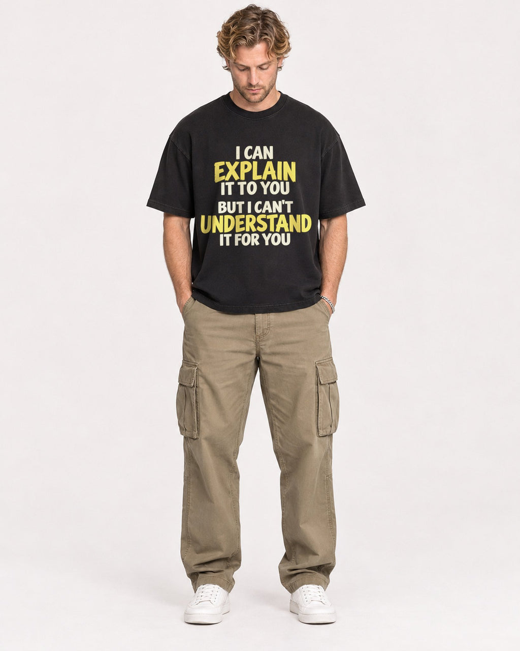 Mockup Boxy Heavyweight Tee Black male full-body 28