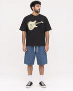 Mockup Boxy Heavyweight Tee Black male full-body 07