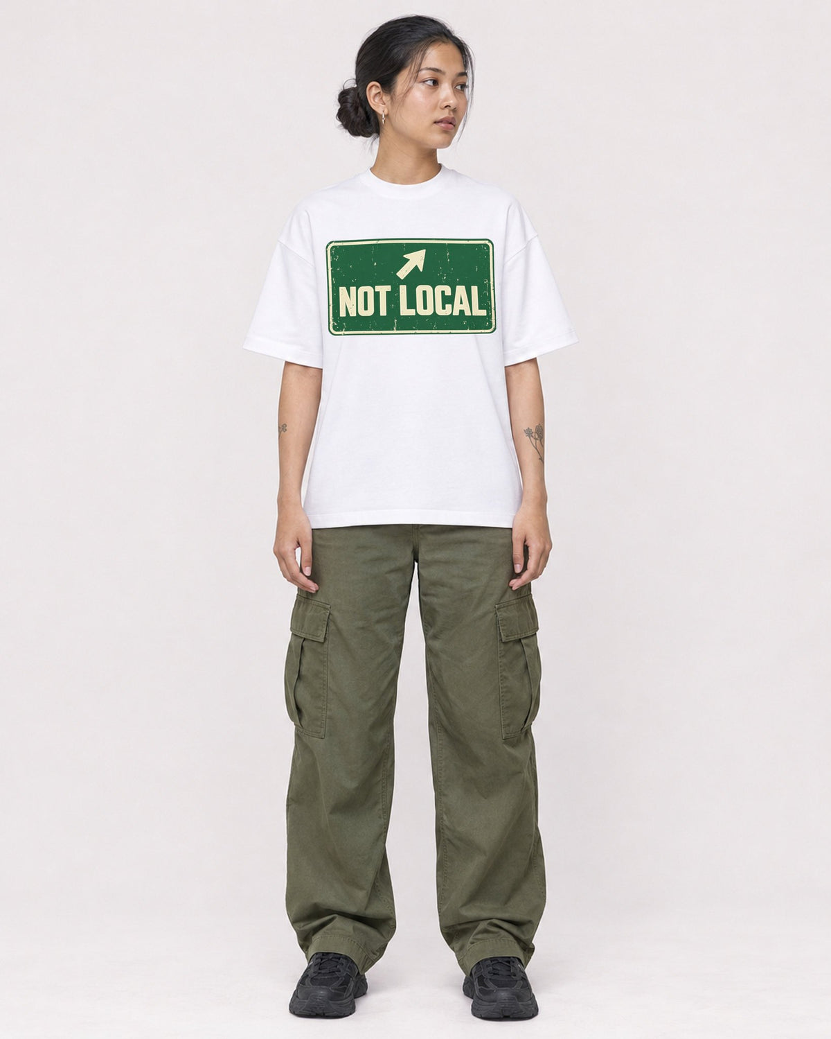 Mockup Boxy Heavyweight Tee White female full-body 12