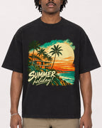 Mockup Boxy Heavyweight Tee Black male close-up 04