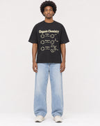 Mockup Boxy Heavyweight Tee Black male full-body 45