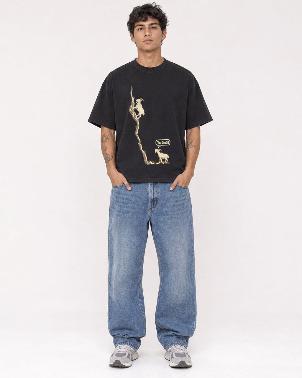 Mockup Boxy Heavyweight Tee Black male full-body 06