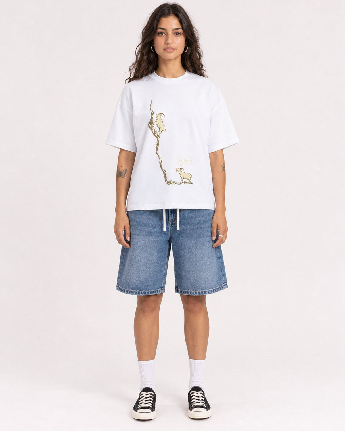 Mockup Boxy Heavyweight Tee White female full-body 06