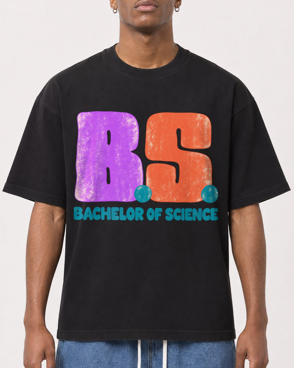 Mockup Boxy Heavyweight Tee Black male close-up 15