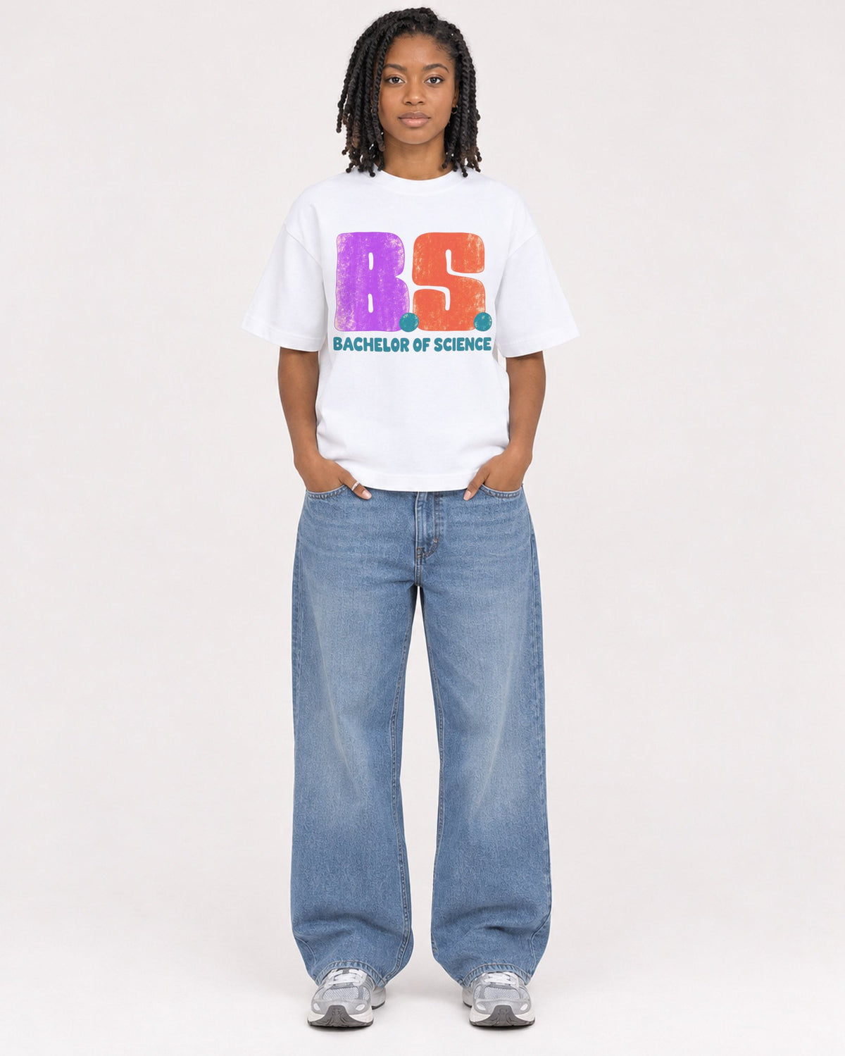 Mockup Boxy Heavyweight Tee White female full-body 15
