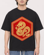 Mockup Boxy Heavyweight Tee Black male close-up 03