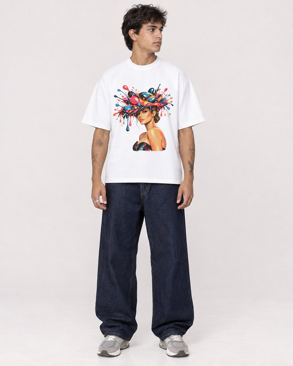 Mockup Boxy Heavyweight Tee White male full-body 06