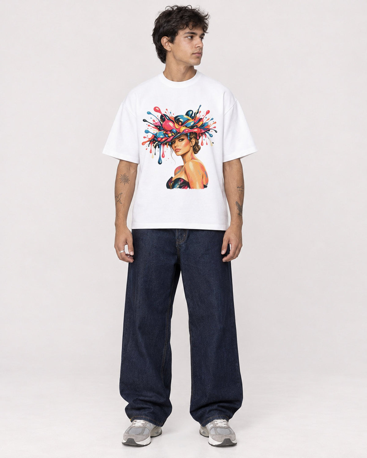 Mockup Boxy Heavyweight Tee White male full-body 06