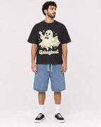 Mockup Boxy Heavyweight Tee Black male full-body 27