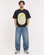 Mockup Boxy Heavyweight Tee Black male full-body 02