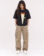 Mockup Boxy Heavyweight Tee Black female full-body 02