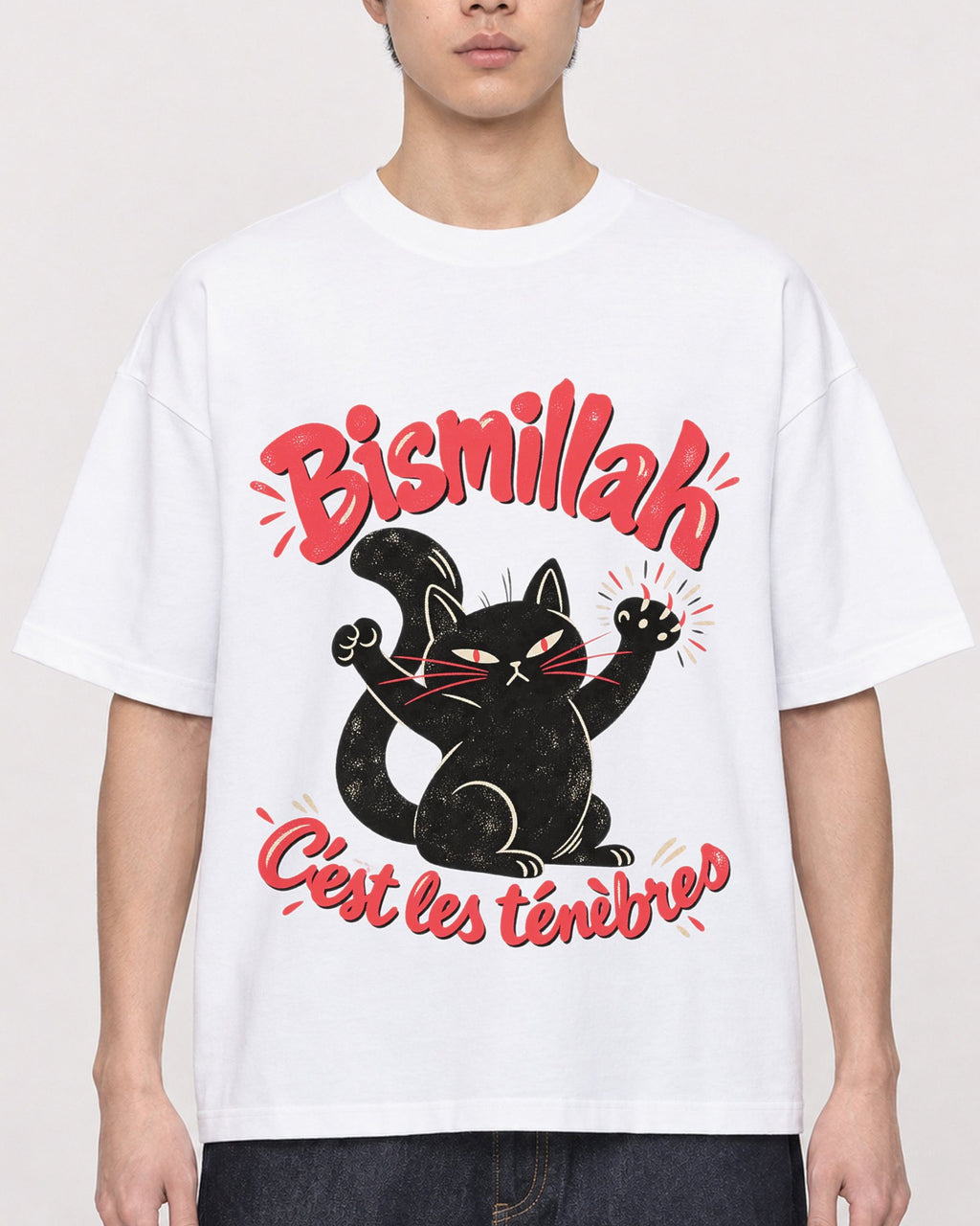 Mockup Boxy Heavyweight Tee White male close-up 01