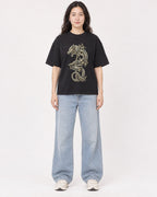 Mockup Boxy Heavyweight Tee Black female full-body 03