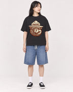 Mockup Boxy Heavyweight Tee Black female full-body 13