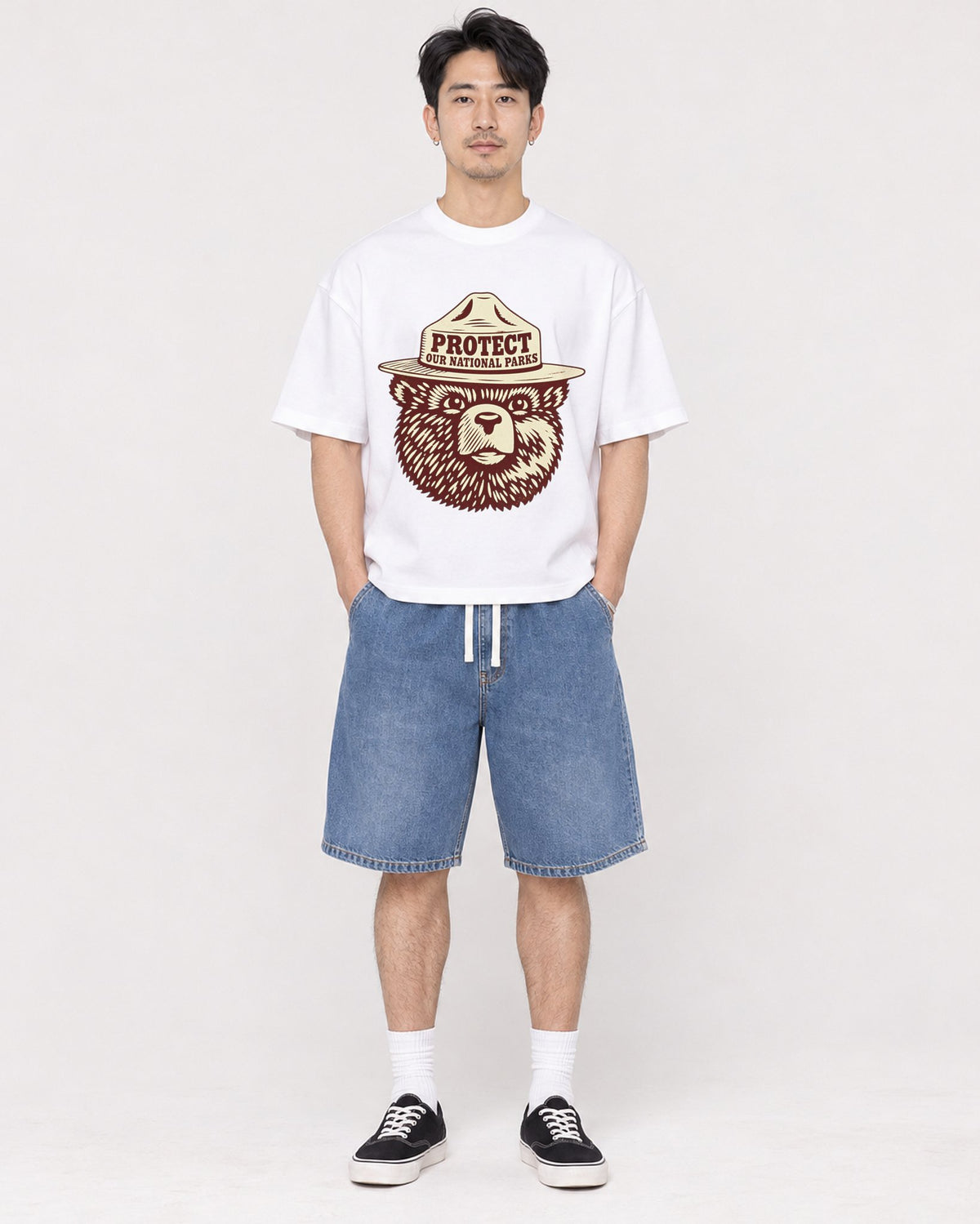 Mockup Boxy Heavyweight Tee White male full-body 13