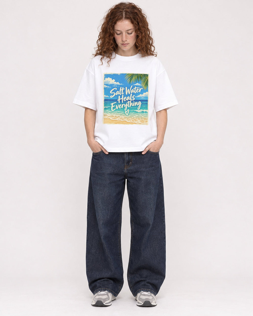 Mockup Boxy Heavyweight Tee White female full-body 09