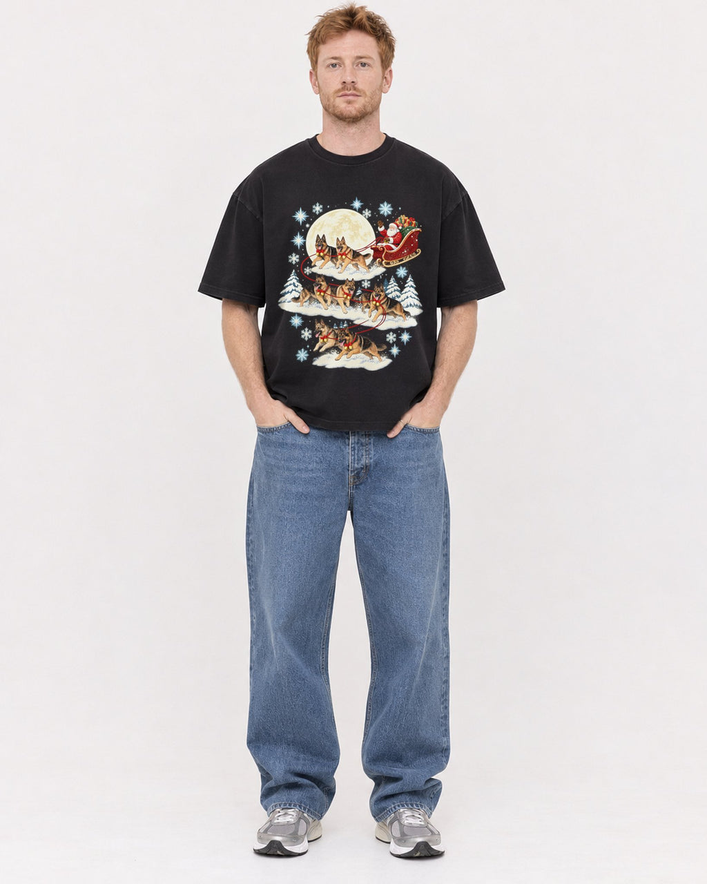 Mockup Boxy Heavyweight Tee Black male full-body 38