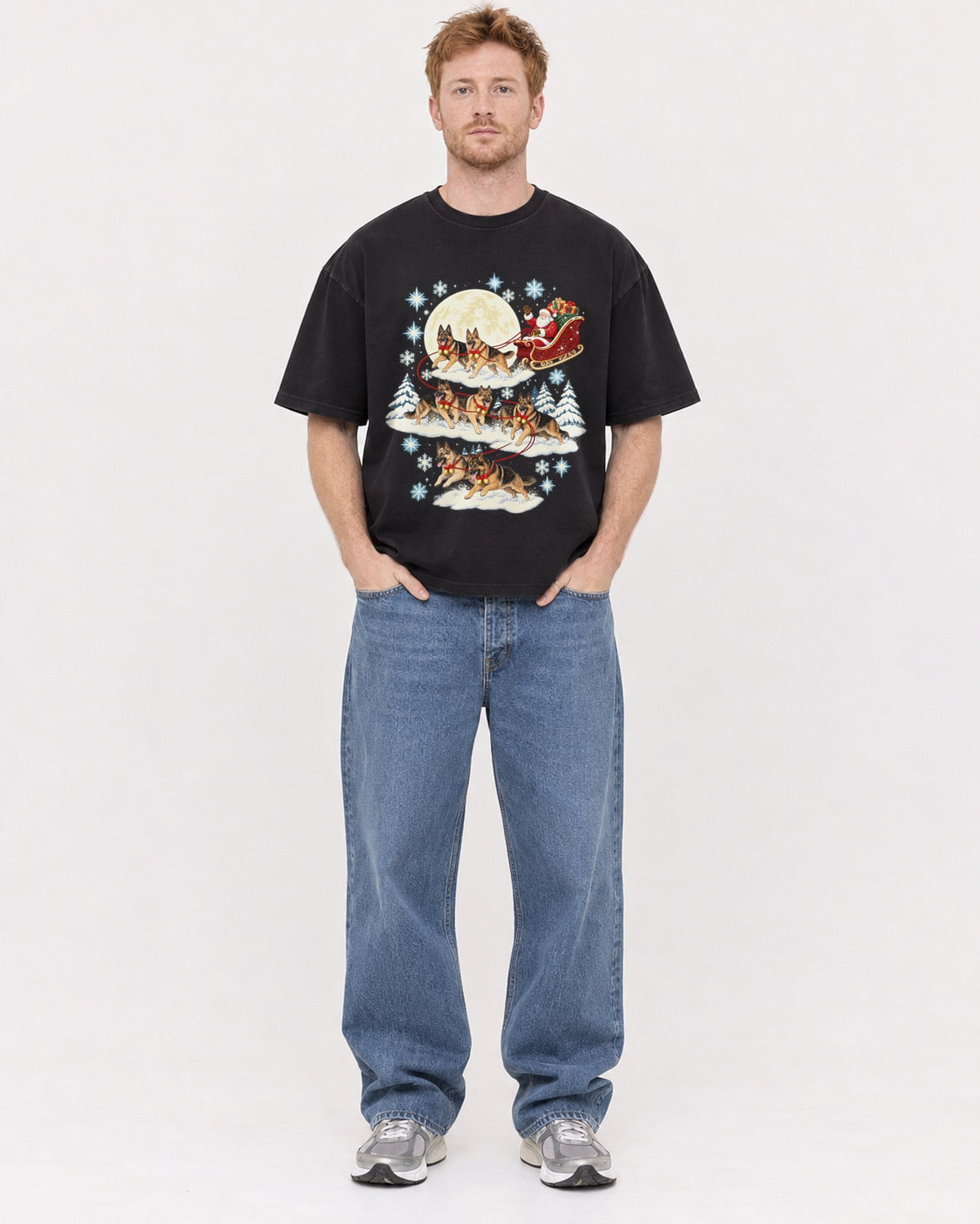 Mockup Boxy Heavyweight Tee Black male full-body 38