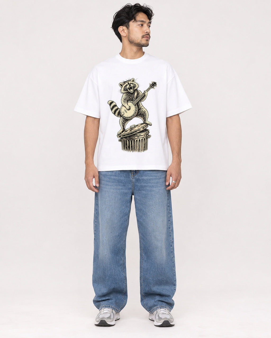 Mockup Boxy Heavyweight Tee White male full-body 02