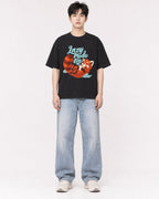Mockup Boxy Heavyweight Tee Black male full-body 01
