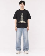 Mockup Boxy Heavyweight Tee Black male full-body 01