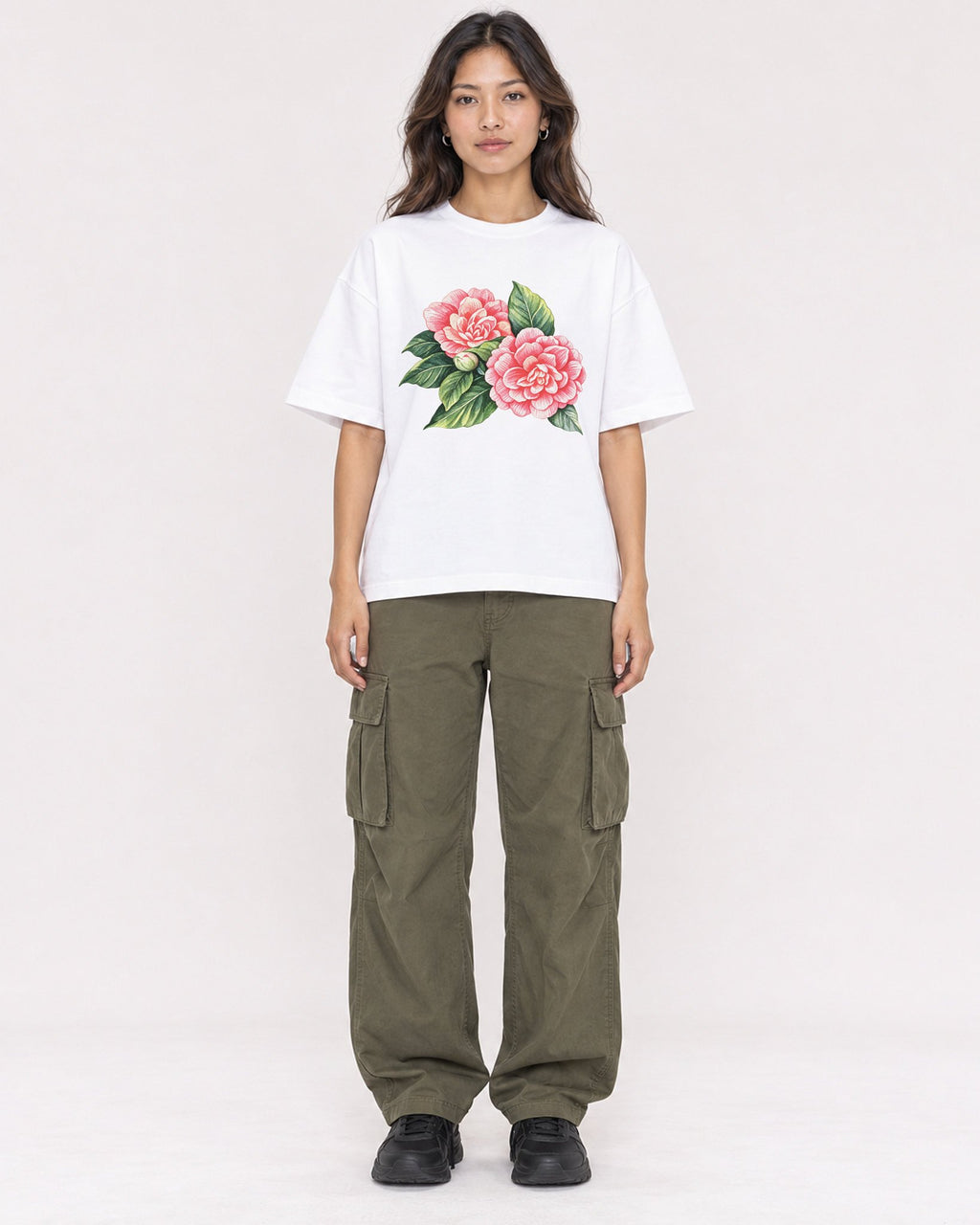 Mockup Boxy Heavyweight Tee White female full-body 02