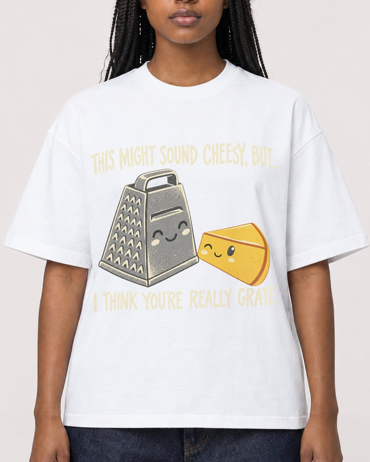 Mockup Boxy Heavyweight Tee White female close-up 04